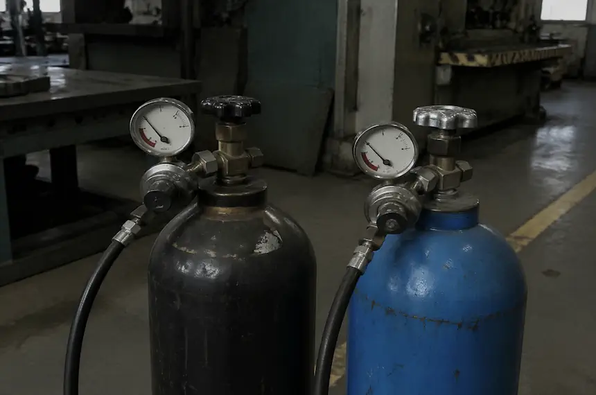 Низкое давление вспомогательного газа (азот, кислород)