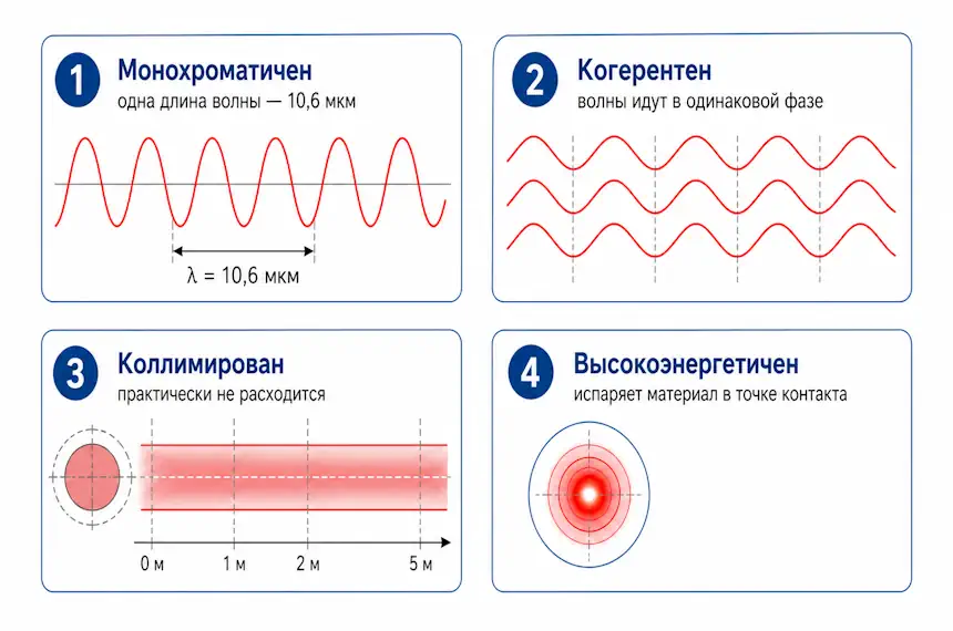 Особенности лазерного луча